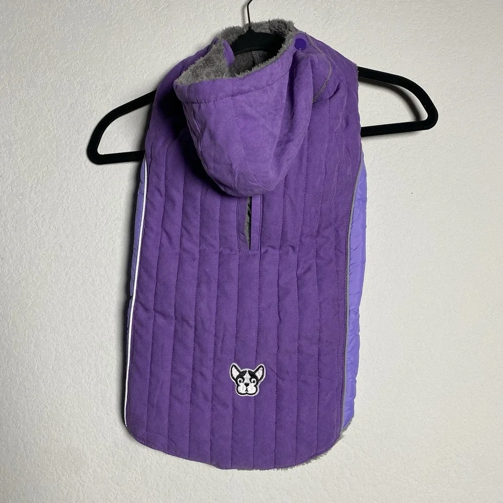 Purple Dog Puffer removable Hood Fleece Lined Jacket Coat XL Winter Cozy Winter